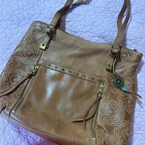 The Sak Brown Floral Embossed Leather Tote